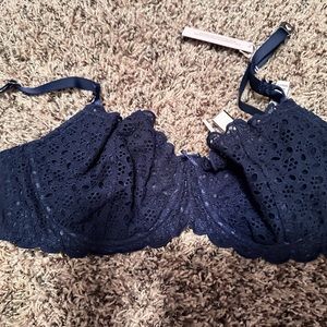 Victoria secret dark blue lace underwire bra..